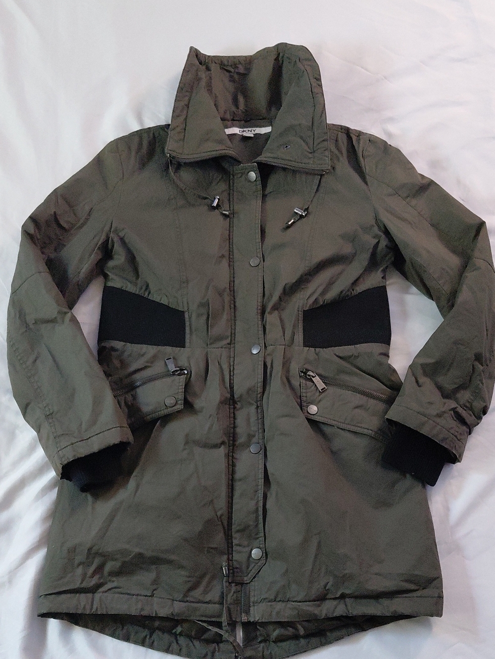 DKNY Army Green Anorak Insulated Parka Mid-length Jacket 2015 S